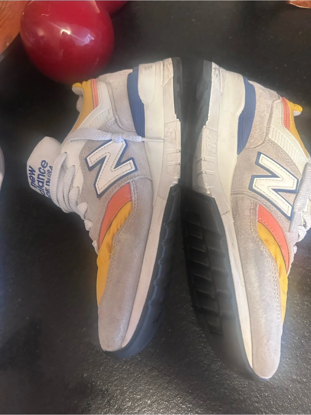 New Balance Grey, Yellow & Coral Sneakers 997 2020 Size 10